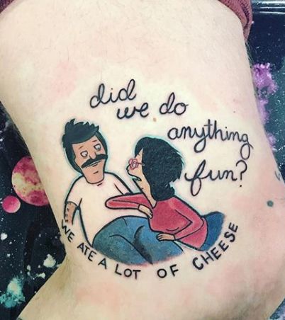 Bobs Burgers Couple Tattoos, Bob And Linda Couple Tattoo, Bob And Linda Tattoo, Bobs Burgers Tattoo Ideas, Bob And Linda Belcher, Bobs Burgers Tattoo, Bob And Linda, Skin Doodles, Chris Tattoo