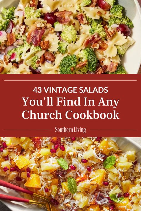 In the South, cold salads mean much more than just lettuce in a bowl. These classic Southern salad recipes deserve to be served forever. #saladrecipes #churchrecipes #southernrecipes #vintagerecipes Southern Salad Recipes, Church Salad, Southern Salad, Tarragon Chicken Salad, Cold Salad Recipes, Cold Salads, Canned Pears, Turkey Salad, Classic Salad