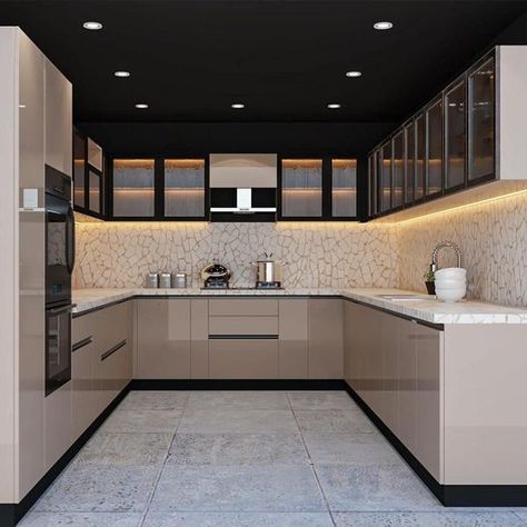 Modular Kitchen Design Indian, U Shaped Modular Kitchen Design, Kitchen Design Indian, L Shaped Modular Kitchen, Modern Luxury Kitchen Design, Lobby Interior Design, Kitchen Design Color, Modular Kitchen Designs, Interior Design Your Home