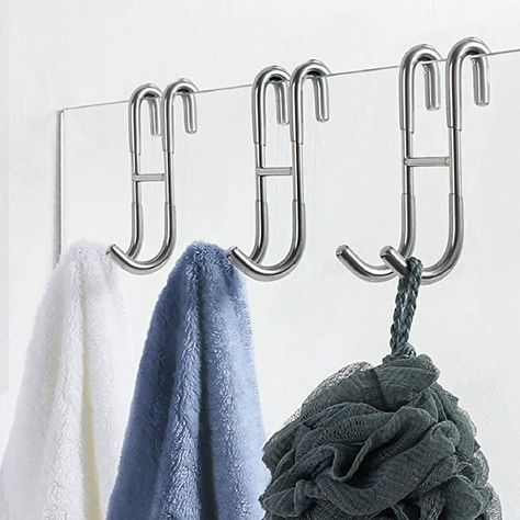 Simtive Shower Door Hooks (3-Pack), Over Door Hooks for Bathroom Frameless Glass Shower Door, Towel Hooks, Shower Squeegee Hooks : Amazon.ca: Everything Else Door Towel Hooks, Over Door Hooks, Glass Shower Wall, Shower Squeegee, Hooks For Bathroom, Glass Shower Doors Frameless, Glass Shower Door, Shower Hooks, Steel Racks