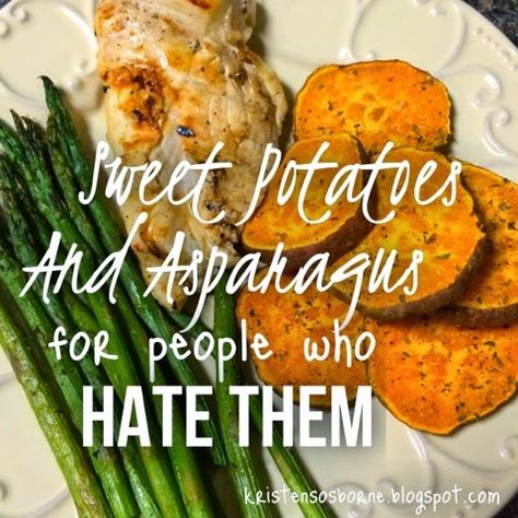 Sweet Potatoes and Asparagus for People Who Hate Them - 21 Day Fix Recipe and Meal Prep Idea Sweet Potatoes And Asparagus, Potatoes And Asparagus, Cooking Vegetables, Wls Recipes, Easter Dinner Recipes, Weekend Cooking, 21 Day Fix Meals, Macro Meals, Allergy Free Recipes