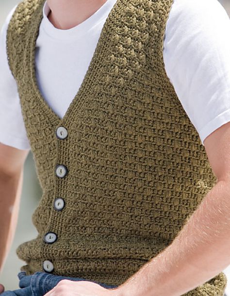 Ravelry: Swish Vest by Kim Guzman Vest Knitting Patterns, Mens Vest Pattern, Crochet Vest Pattern Free, Waistcoat Pattern, Crochet Waistcoat, Bandeau Au Crochet, Vest Pattern Free, Crochet Men, Gilet Crochet