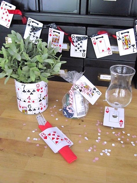 Bridge Party Ideas, Card Game Party Decorations, Poker Party Ideas Decoration, Casino Gala, Game Decorations, Casino Card, Card Night, Casino Birthday, Casino Night Fundraiser