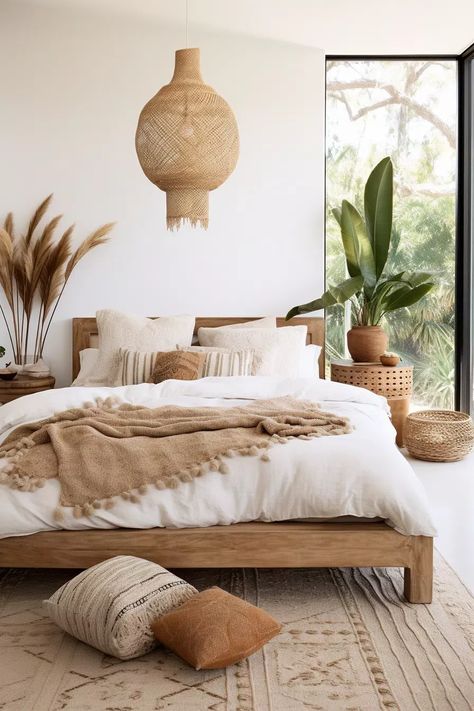 Bali Bedroom, Bohemian Bedrooms, Bedroom Ideas Bohemian, Modern Boho Bedroom, Villa Project, Earthy Bedroom, Boho Style Bedroom, Scandinavian Bedroom, Bohemian Bedroom Decor