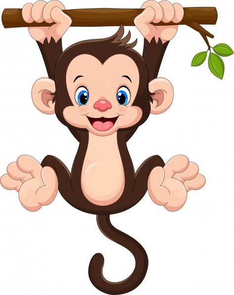 Mono lindo bebé colgando de un árbol Vec... | Premium Vector #Freepik #vector #bebe #caracter #dibujos-animados #animal Cartoon Zoo Animals, Monkey Hanging, Panda Dog, Monkey Illustration, Hanging Monkey, Cartoon Monkey, Cute Monkey, Little Monkeys