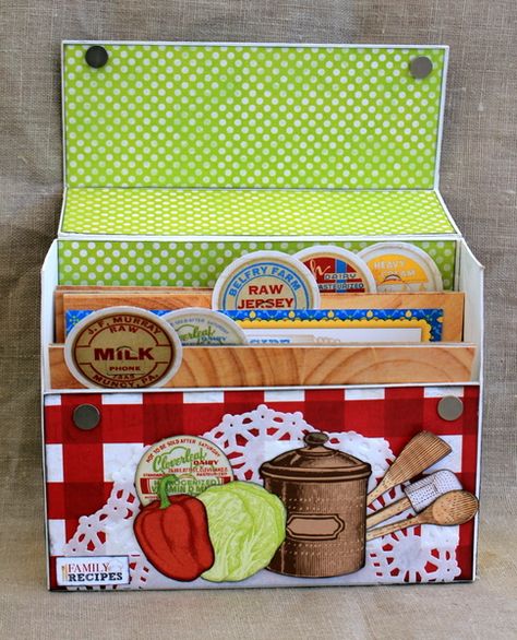 The BoBunny Blog: Recipe Box Tutorial featuring Family Recipes with Ulrika Recipe Box Diy, Papercraft Gifts, Scrapbook Cookbook, Plant Plate, Scrapbook Recipe Book, Recipe Card Boxes, Recipe Card Box, Recipe Album, Recipe Book Diy