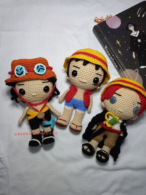 Inspired Anime Doll make sure to visit my shop and grab your One Piece Pattern ACE, LUFFY and SHANKS One Piece Crochet, Amigurumi Anime, Anime Crochet, Ace One Piece, Crochet One Piece, Stitch Lines, Crochet Keychain, Anime Dolls, Crochet Patterns Amigurumi