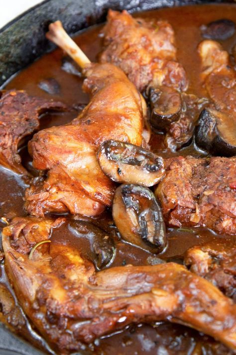 Keto Rabbit Recipe, Maltese Rabbit Stew Recipe, Rabbit Confit Recipe, Rabbit Cacciatore Recipe, Rabbit Dishes Recipes, Slow Cooker Rabbit Recipes, Whole Rabbit Recipes, Rabbit Recipes Easy, Braised Rabbit Recipe