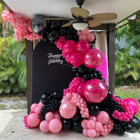 Hot Pink Decor, 21st Bday Ideas, 40th Birthday Party Decorations, Anniversary Decor, Balloons Decorations, Celebration Decor, Bday Party Theme, Balloon Ideas, Balloon Ribbon