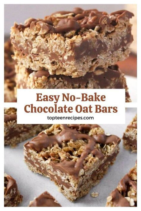 Easy No-Bake Chocolate Oat Bars - Top Recipes Oat Bars Recipe, Chocolate Oat Bars, Oat Bar Recipes, Chocolate Oatmeal Bars, No Bake Oatmeal Bars, Peanut Butter Roll, Cinnamon Oatmeal, Chocolate Oats, Chocolate Oatmeal