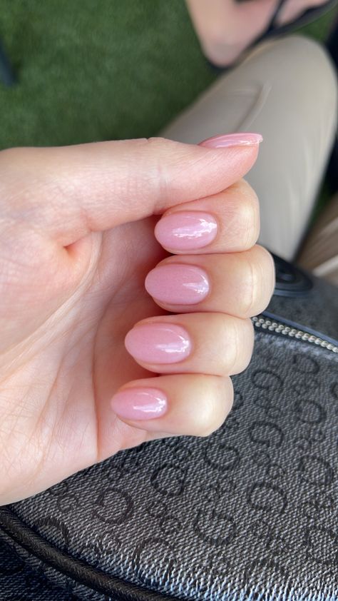 Round Natural Nails Short, Milky Pink Almond Nails Short, Cute Nail Color Ideas, Round Natural Nails, Baby Pink Short Nails, Basic Almond Nails, Natural Manicure Ideas, Clean Summer Nails, Pink Short Almond Nails