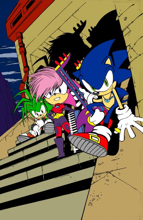 Sonic Universe 50 Cover Coloured by Sonicguru Sonic And Manic, Sonic Siblings, Sonic Manic And Sonia, Sonia Sonic Underground, Sonic Underground Fanart, Sonic Underground, Shadow Sonic, Nintendo Sega, Sonic 3