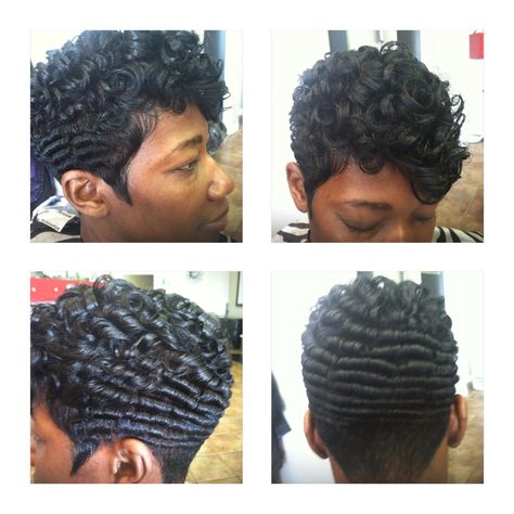 Flawless Freeze Curls On Short Hair, Quickweaves Hairstyles, Curls On Short Hair, Razor Chic, 27 Piece Hairstyles, Short Layer, Finger Waves Short Hair, 27 Piece, Black Hair Short Cuts