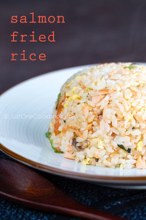 Salmon Fried Rice | JustOneCookbook.com Yakimeshi Recipe, Leftover Salmon Recipes, Salted Salmon, Salmon Fried, Salmon Fried Rice, Pan Salmon, Just One Cookbook, Canned Salmon, Salmon Eggs