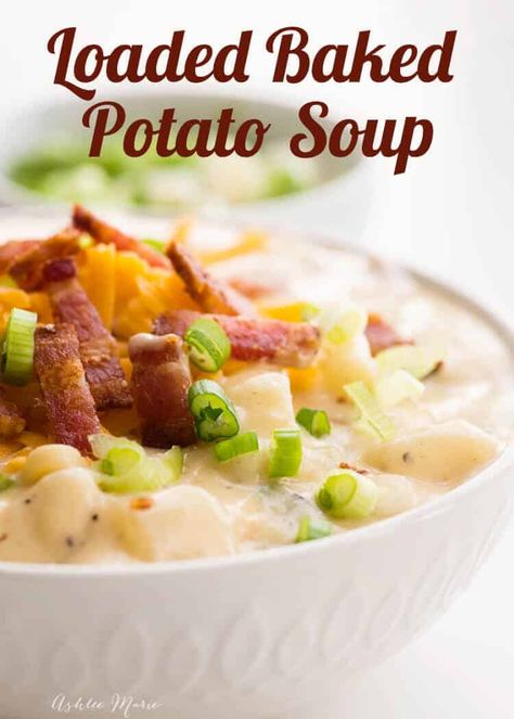 This loaded bake potato soup recipe is the perfect comfort food! It includes bacon and is pretty easy to make! #LoadedBakePotatoSoupRecipe #ComfortFoodRecipe #LoadedBakePotatowithBacon Loaded Baked Potato Soup Recipe, Baked Potato Soup Recipe, Loaded Potato Soup, Loaded Baked Potato Soup, Baked Potato Soup, Loaded Potato, Loaded Baked Potatoes, Potato Soup Recipe, India Food