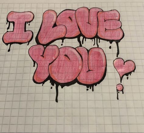 I Love You In Graffiti Letters, I Love You Graffiti Drawings, Graffiti Love Drawing, Name Graffiti Art, Graffiti Words Ideas, Easy Graffiti, Easy Graffiti Drawings, Graffiti I, Graffiti Text