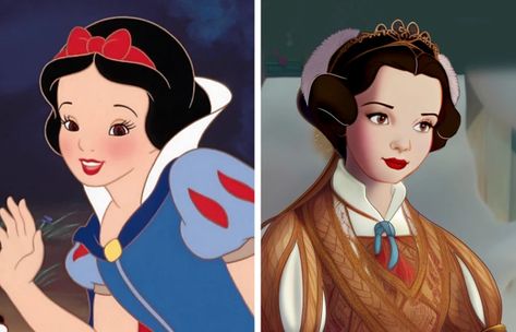 What 10 Disney Princesses Would Wear If They Were Actual Historical Characters / Bright Side Show White Disney, Historical Disney Princess, Disney Princes As Real People, Accurate Disney Princess, Disney Historically Accurate, Greek Demigods, Snow White Historically Accurate, Historically Accurate Disney Princesses Jasmine, Yellow Costume