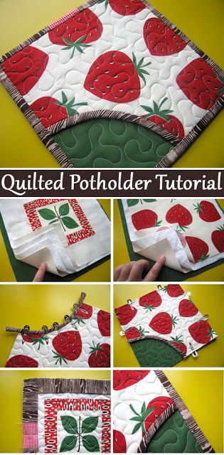 Quilted Potholder Tutorial Quilt As You Go Potholders, Self Binding Potholder, Potholders To Sew Free Pattern, Double Potholder With Hand Pockets, Quilt As You Go Pot Holders Potholders, Cotton Loop Potholder Patterns, Quilted Potholder Tutorial, Pot Holder Crafts, Potholder Tutorial