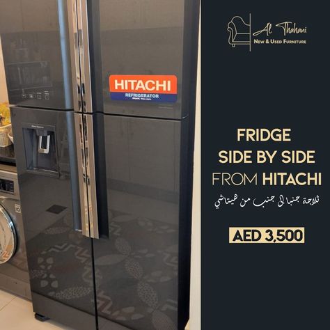 Fridge Side By Side From Hitachi AED 3500.00 Gey Color 600 Liter Water Dispenser In The Fridge Used For 8 Months Best Quality And Best Condition Always From thahanin Furniture. . Visit Thahani Today! 📞 +971505325182 Hitachi Fridge, Fridge Side By Side, 8 Months, Water Dispenser, Top Freezer Refrigerator, Side By Side, Refrigerator, Siding, Kitchen Appliances