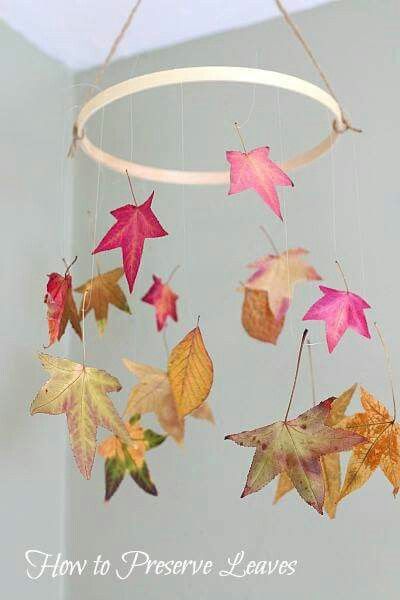 Leave mobile Preserving Leaves, How To Preserve Leaves, Preserve Leaves, Fall Leaf Garland, Fall Activity, Fun Fall Crafts, Diy Leaves, Fun Fall Activities, Autumn Activities For Kids