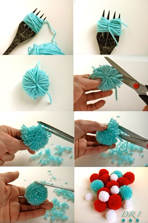 Decora Recicla Imagina …: Tutorial Pompones de Lana                                                                                                                                                                                 Más Pompon Diy, Diy Pom Pom, Pom Pom Crafts, Crafts For Teens, Craft Videos, Yarn Crafts, Pom Poms, Kids Crafts, Art Diy