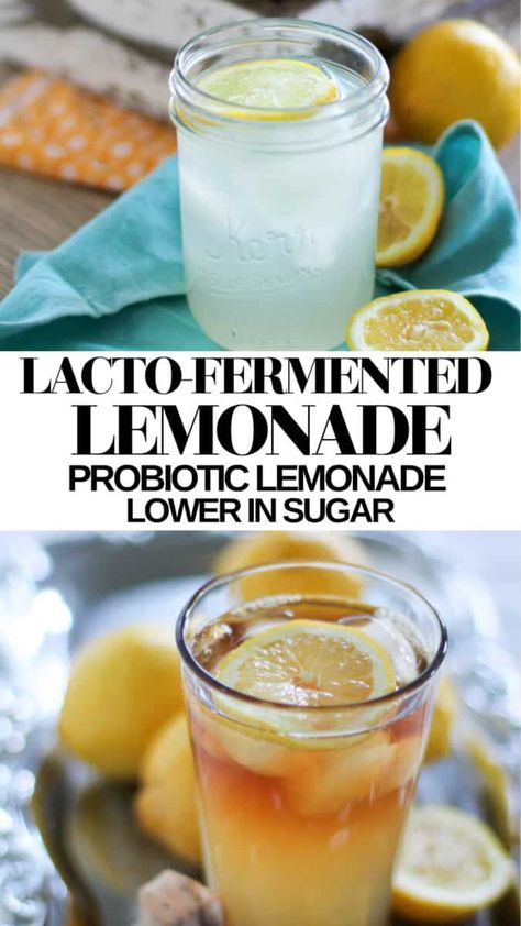 Lactofermentation Recipes, Lacto Fermented Vegetables, Fermented Lemonade, Homemade Probiotics, Fermented Food Recipes, Probiotic Lemonade, Pro Biotics, Fermented Beverages, Fermented Vegetables Recipes