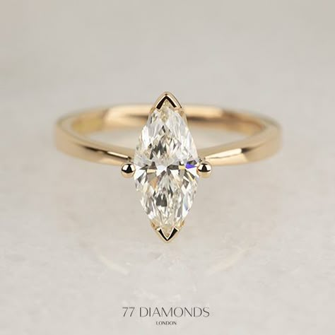 The Delicacy engagement ring in flattering rose gold set with a Marquise cut diamond. #proposal #love Funky Gold Engagement Ring, Wedding Rings Marquise, Beautiful Wedding Bands, Antique Engagement Ring, Trending Engagement Rings, Ring Trends, Engagement Rings Marquise, Wedding Forward, Marquise Cut Diamond