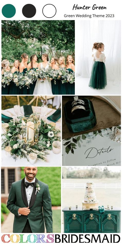 Rustic Emerald Green Wedding Theme, Green Fall Wedding Theme, Forest Green Wedding Theme Color Palettes, Hunter Green Wedding Colors, Emerald Green Wedding Palette, Forest Green Wedding Colors, Pine Green Wedding, Green Wedding Themes, Green Wedding Color Schemes