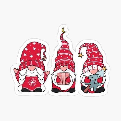 Christmas Knomes Drawing, Christmas Aesthetic Stickers, Christmas Sticker Ideas, Cute Easy Christmas Drawings Gnome, Christmas Phone Wallpaper Gnomes, Christmas Cute Stickers, Gnome Family Christmas, Cute Christmas Stickers, Xmas Stickers