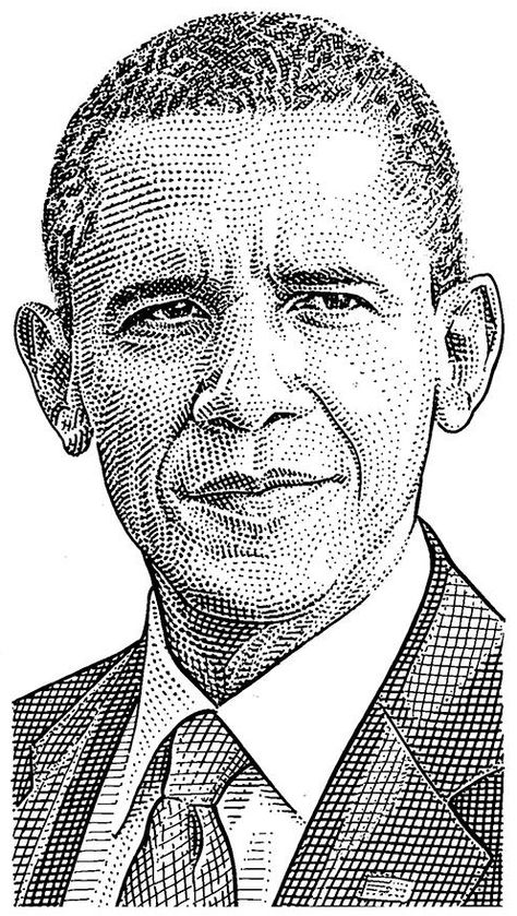 Barack Obama by Noli Novak Monkey Coloring Pages, Celebrity Artwork, Caricature Sketch, Batman Art, Celebrity Portraits, Latest Trend, Great Wall, Couples Poses For Pictures, Stippling