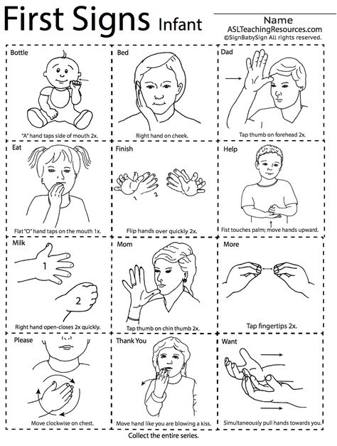 Infant Sign Language Chart Printable, Mama In Sign Language, Sign Language For Infants, Sign Language Conversation Words, How To Say Yes In Sign Language, Signs To Teach Your Baby, Common Asl Signs, How Do You Say Thank You In Sign Language, How To Say Please In Sign Language