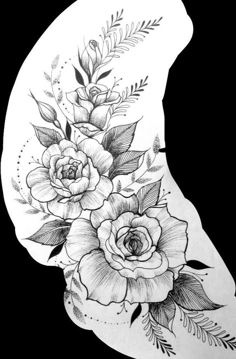 Flower And Butterfly Hip Tattoo, Thigh Tattoos Women Roses, Flower Tattoos On Thigh, Tattoo Bein Frau, Rose Tattoo On Hip, Side Hip Tattoos, Butterfly Tattoos On Arm, Rose Tattoo Thigh, Floral Thigh Tattoos