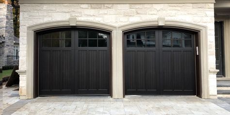 Garage Curb Appeal, Garage Door Black, Front Walkway Landscaping, Black Garage Doors, Garage Door House, Black Garage, Garage Door Company, Walkway Landscaping, Front Walkway