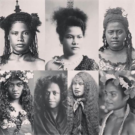 Samoan Women Hair, Black Hawaiian People, Hawaiian Girl Tattoos, Ancient Polynesia, Samoan People, Samoan Women, Polynesian Women, Black People Tattoos, Polynesian People