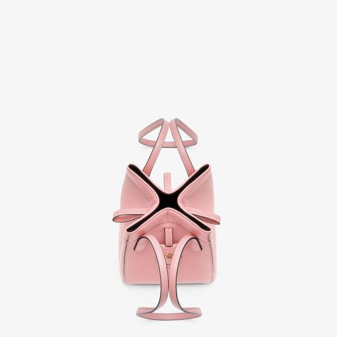 Fendi Origami Mini - Transformable pink leather mini-bag | Fendi Mini Origami, Pink Fendi, Case Charm, Origami Bag, Key Case, Pink Leather, Leather Mini, Gold Finish, Mini Bag