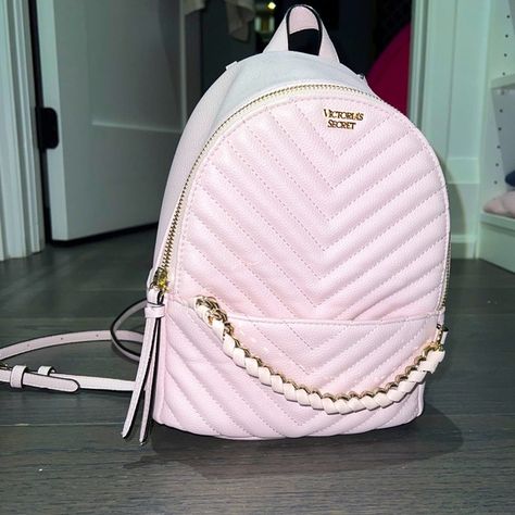 Victoria Secret Mini Backpack Pink Mini Backpack, Pink Mini, Mini Backpack, Victoria Secret, Leather Backpack, Fashion Backpack, Gold Chains, Victoria's Secret, Backpacks