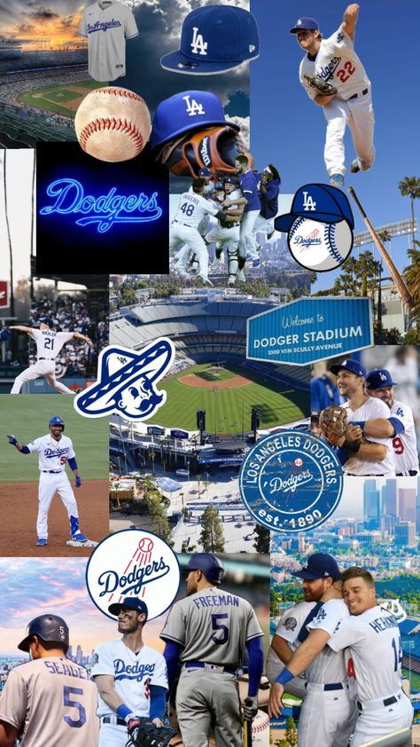 Dodgers Baseball, Baseball, Collage, Blue