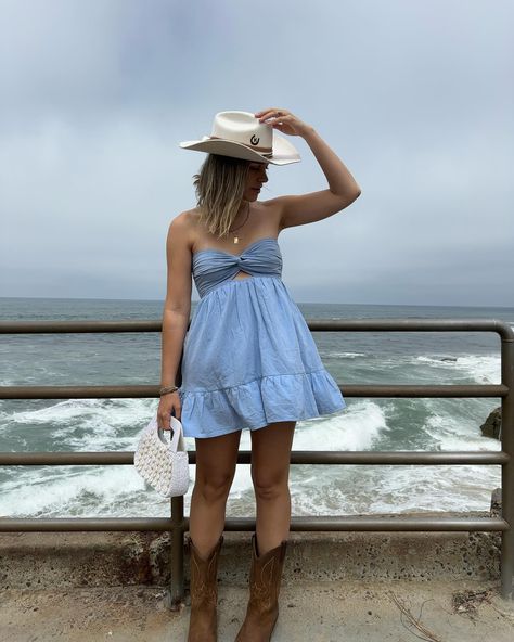 bringing the coastal cowgirl aesthetic back this summer🤠🌊🤙🏻 Costal Cowgirl Fits, Coastal Cowgirl Fits, Costal Cowgirl Outfits Beach, Blue Cowgirl Outfit, Blue Country Aesthetic, Costal Cowgirl Aesthetic Outfits, Coastal Cowgirl Aesthetic Outfits, Costal Cowgirl Outfits, Costal Cowgirl Aesthetic