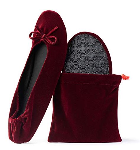 Amazon.com | Silky Toes Women's Velvet Foldable Ballet Flats Portable Travel Shoes | Flats Velvet Ballet Flats, Foldable Flats, Foldable Ballet Flats, Very Short Dress, 2023 Outfits, Foldable Shoes, Velvet Flats, Velvet Shoes, Ballet Fashion