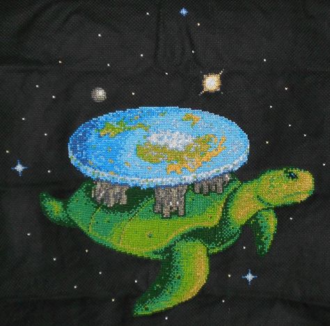 disc world Terry Pratchett Cross Stitch, Discworld Embroidery, Discworld Cross Stitch, Disc World, Terry Pratchett Discworld, Pixel Crochet, Terry Pratchett, Stitch Ideas, Chart Design