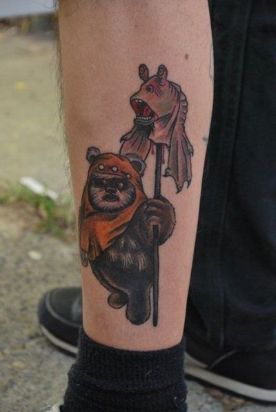 Jar Jar's Head on Wickett's Pike. Ewok Tattoo, Nerdy Tattoos, Ancient Tattoo, Star Wars Character, Star Wars Quotes, Star Wars Facts, Star Wars Tattoo, New School Tattoo, Star Wars Wallpaper