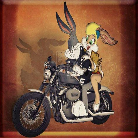 Bugs Bunny And Lola, Notebook Background, Background Cool, Bugs And Lola, Motorcycle Artwork, Harley Davidson Art, Lola Bunny, Looney Tunes Characters, Looney Tunes Cartoons