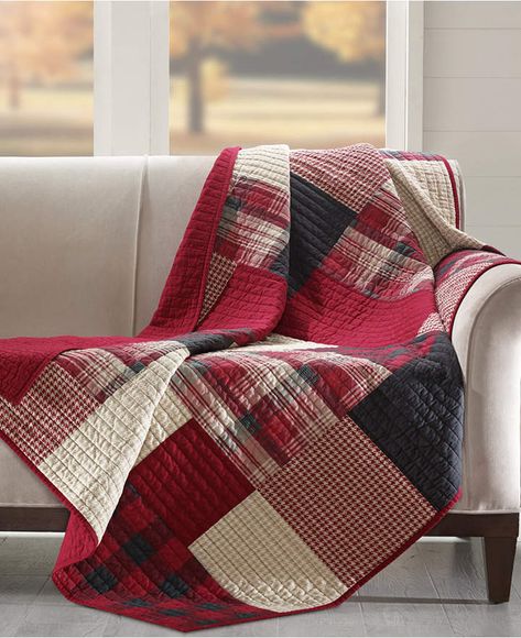 Artisan Blanket, Red Throw Blanket, Quilted Throw, Red Throw, Luxury Quilts, Quilted Throw Blanket, Plaid Throw, Couch Throws, Patch Quilt