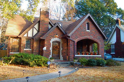 Vollintine-Evergreen house - 14 | House in the Vollintine-Ev… | Flickr Brick Home Front Door, Brick Homes Exterior, Brick Bungalow Exterior, Brick Craftsman House, Red Brick Cottage, Tudor House Exterior, 1920 House, Formed Concrete, Brick House Plans