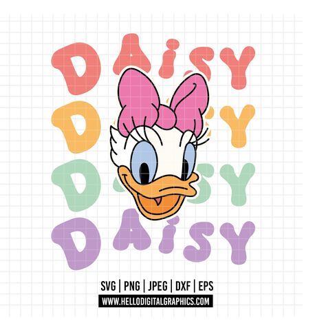 Daisy Duck Sketch, Daisy Duck Hat, Daisy Duck Clipart, Daisy Duck Cross Stitch Patterns, Disney Daisy Duck, Enchanted Characters, Daisy Svg, Mickey Svg, Classic Characters