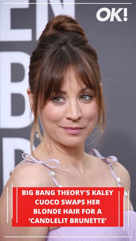 The Big Bang Theory actress Kaley Cuoco looks incredible with a new ‘candlelit brunette’ hair colour – and it’s a top celebrity trend for 2023 Kaley Cuoco Hair Brunette, Kaley Cuoco Bangs, Kayley Cuoco Hair, Candlelit Brunette Hair, Candlelit Brunette, Bangs Celebrities, Brunette Hair Colour, Kaley Cuoco Hair, Big Bang Theory Actress