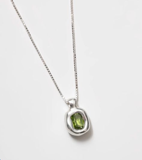 Wolf Circus Freya Necklace - Silver/Green on Garmentory Cowboy Ankle Boots, Silver Box, Green Sapphire, Vancouver Canada, Sapphire Gemstone, Box Chain, Sterling Silver Pendant, Silver Necklaces, Sterling Silver Pendants