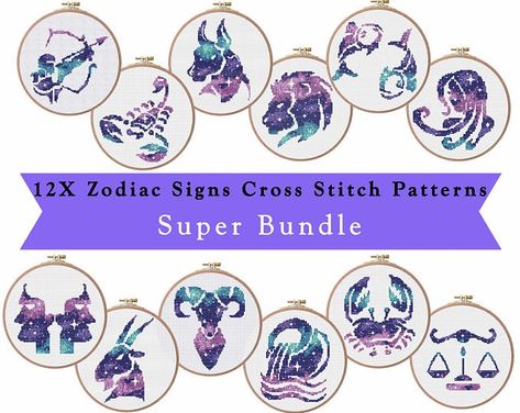 Ferns Modern cross stitch pattern PDF Instant download | Etsy Galaxy Cross Stitch, Galaxy Cross, Stars Embroidery, Small Patterns, Cross Stitch Silhouette, Zodiac Signs Gemini, Zodiac Signs Aquarius, Star Embroidery, Zodiac Constellations