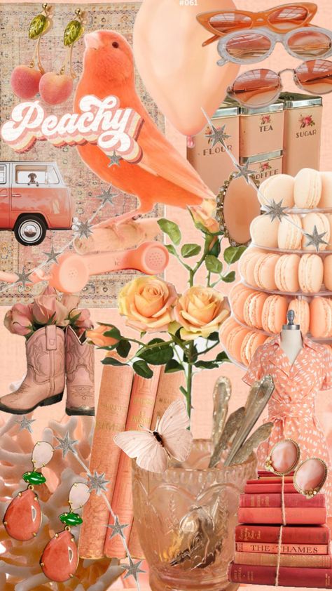 #peachy #peachvibes #collageart #wallpaper #vibes #background #peach Peach Collage, Vibes Background, Aesthetic Scrapbook, Wallpaper Vibes, Peach Aesthetic, Betty Boop, Collage Art, Collage