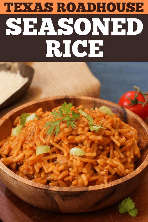 This copycat recipe for Texas Roadhouse seasoned rice is so easy and so good! Skip boxed rice and make this tasty homemade dish instead. Texas Roadhouse Rice Recipe, Texas Roadhouse Rice, Roadhouse Rice, Texas Roadhouse Seasoned Rice, Seasoned Rice Recipe, White Rice Recipe, Rice Casseroles, White Rice Recipes, Seasoned Rice Recipes